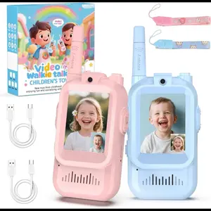 2-Pack Kids Video Walkie Talkies Toys with Camera- 3-5H Playtime, 500-1500ft Range, Clear Sound&4 Voice Changers, Volume Adjustable Perfect Gift for 3-12, Great for Outdoor Play & Indoor Fun, Holiday Gifts For Children, Christmas Gifts