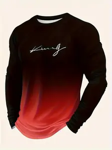 Men's Regular Fit 3D Print Long Sleeve Tee, Casual Comfy Round Neck T-Shirt for Daily Wear, Men's Top for All Seasons