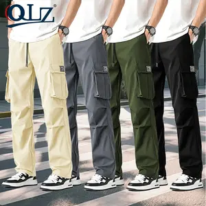 4pcs-Loose wide-leg cargo pants come with multiple functional pockets and elastic waistband.Adjustable drawstrings ensure snug comfortable fit.Trendy streetwear style with relaxed cut offers great mobility.Suitable for outdoor activities