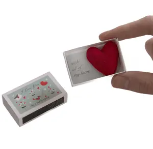 Wool Felt Heart And Love Message In A Matchbox