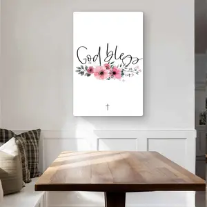 Begin Home Decor C1MP2436PTWU05 24 x 36 in. God Bless - Motivational Black Metal Print Wall Art for Home Decor