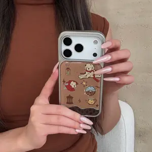 Silver Color Glitter Phone Case for iPhone 17 Pro Max, Cute Dog Design Protective Cover, Fashionable Girl & Boy Cases