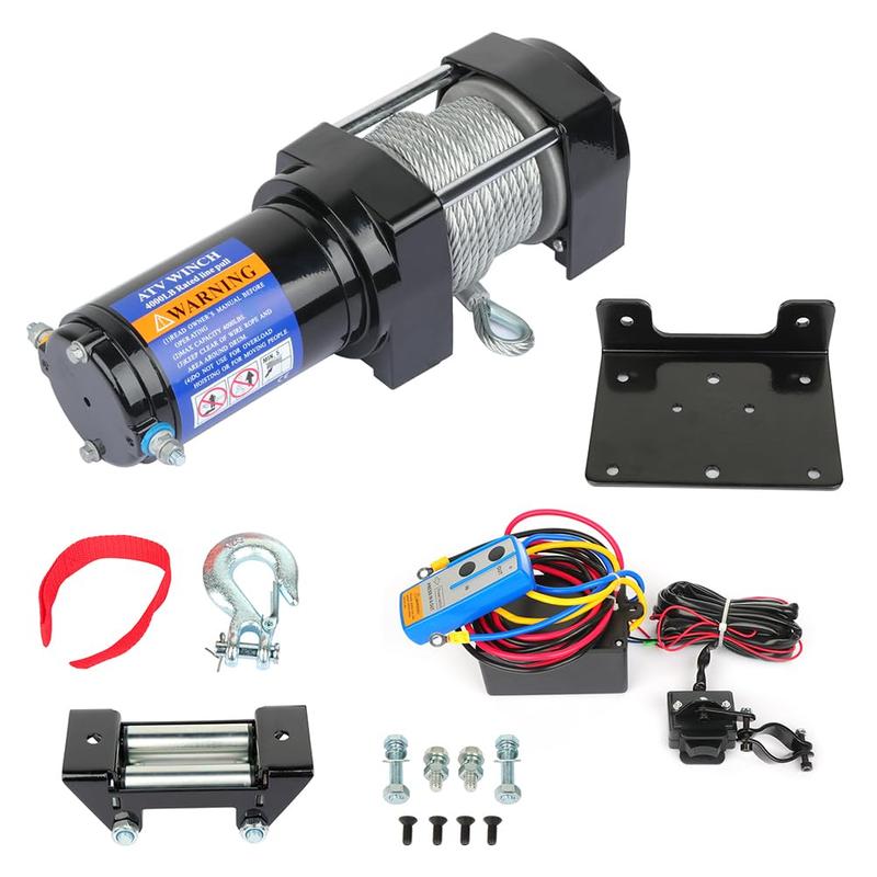 4000LBS Electric Winch 12V Towing Trailer Steel Cable Off Road w/Wireless Remote Waterproof with Remotes