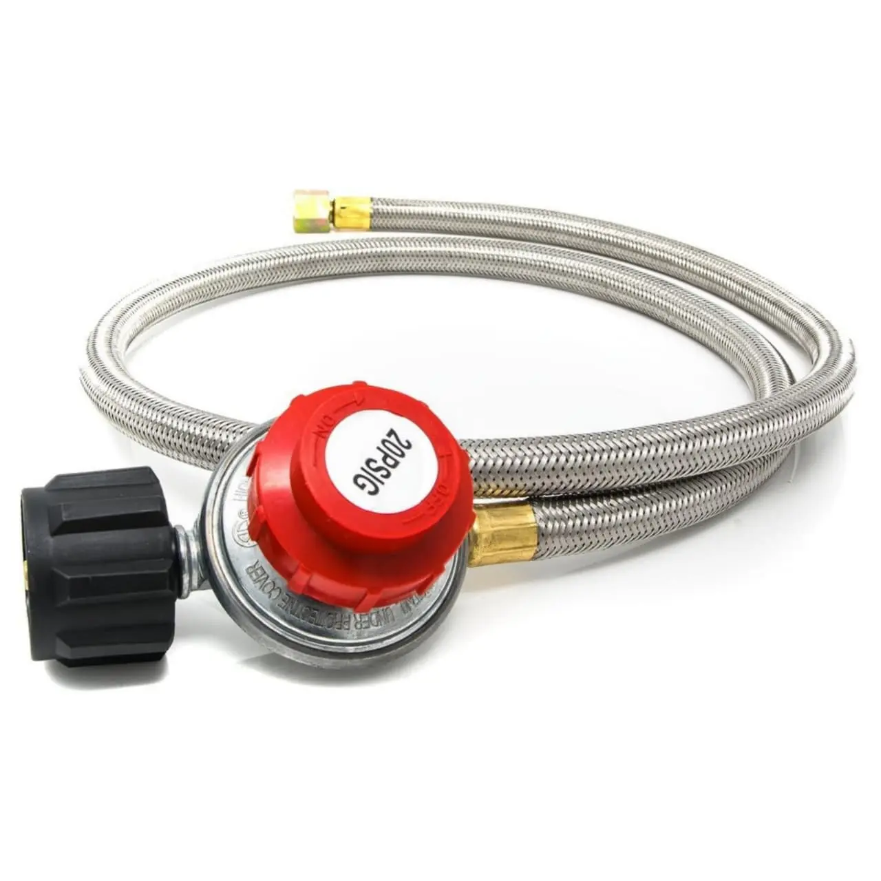 Propane Regulator with 4 ft Hose, 0-20psi Pressure Range, Reliable Performance for Home Supplies Use