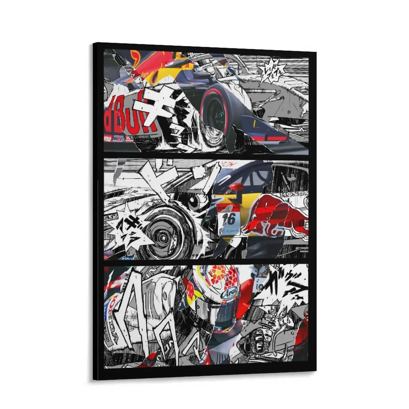 Formula Racing Manga Canvas  Art, Motorsport Collage Poster, garage wall decor,Anime Style Racing Print, F1 Inspired  Decor, Speed and Performance Artwork for Gaming Room, Office or Car Enthusiast Setup