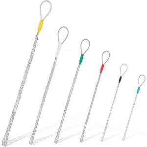 6 count  Puller Socks 4-25 mm  Pulling Sock Grip Kit Eye Mesh Wire Grip  Puller Wire Mesh  Grip Galvanized Steel Wire Pulling Tools for Light and Heavy Cables