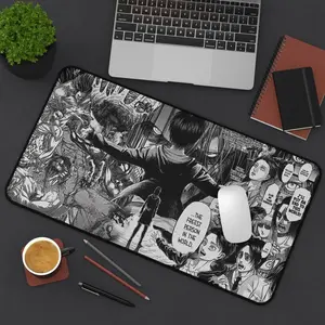 [SALE UP TO 45%] Attack On Titan Eren Yeager Anime Desk Mat, Anime Mouse Pad, Manga Panel