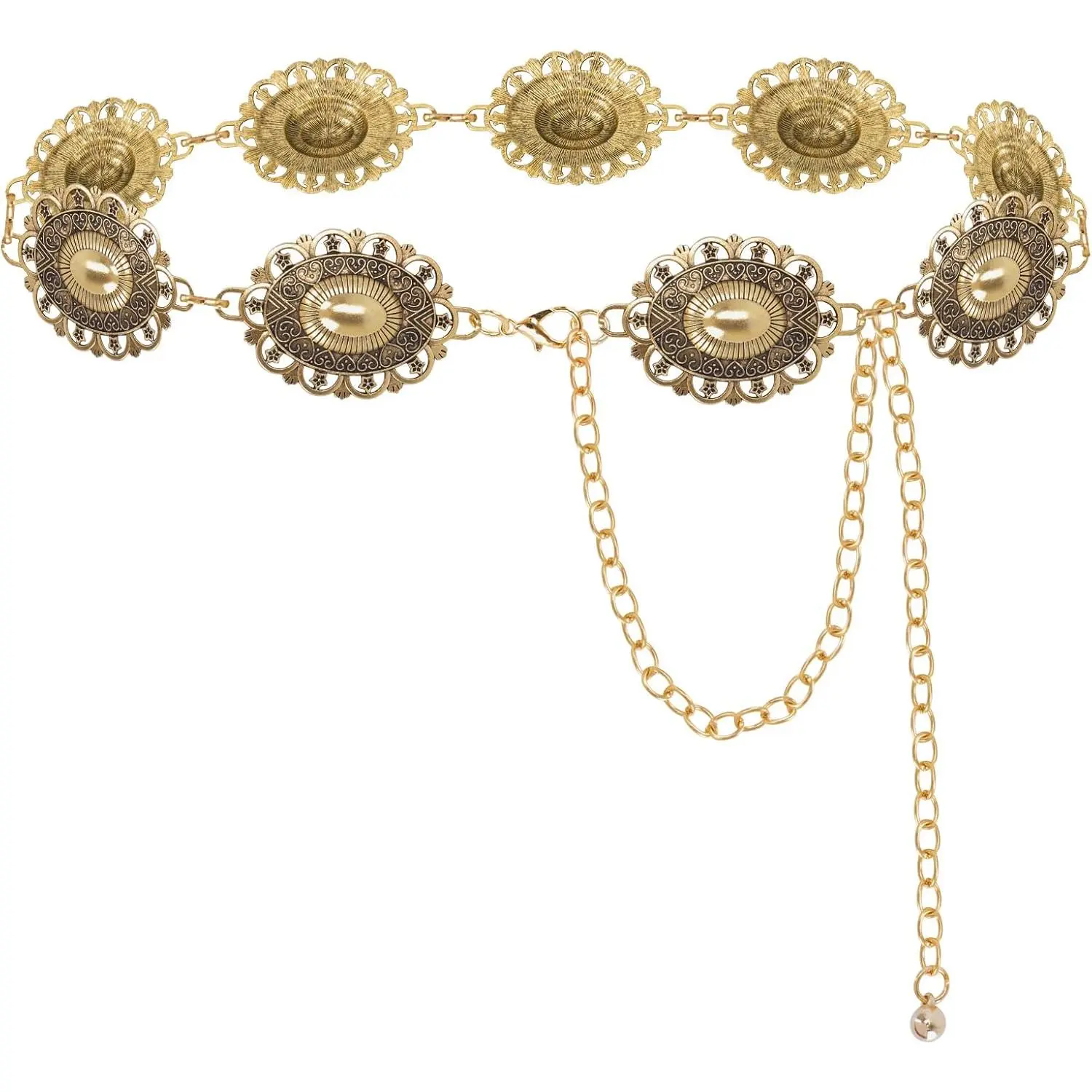 Western Chain Belt for Women Cowgirl  Metal Concho Belts for Dresses Jeans