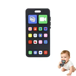 mobie phone shaped baby teether with Colorful App Icons, 1 count soft chewable snoothing sensory teether,baby teething relief toy for daily use and Fine Motor Skills, Teething Stick