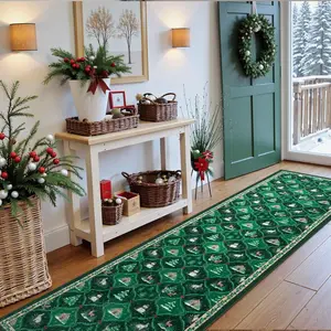 Christmas Tree Snowman Long Rug, Boho Runner Rug, Festive Home Decor, Multiple Color Patterns, Soft Durable Carpet for Indoor Outdoor Use
