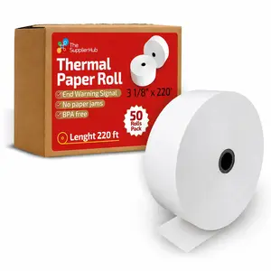 (50 Rolls) 3 1/8 x 220' Thermal Paper Rolls - BPA Free, Compatible with Credit Card Machines, POS, Epson, Clover, Verifone, Star, & More, Jam-Free, FSC Certified Receipt Paper for Thermal Printers