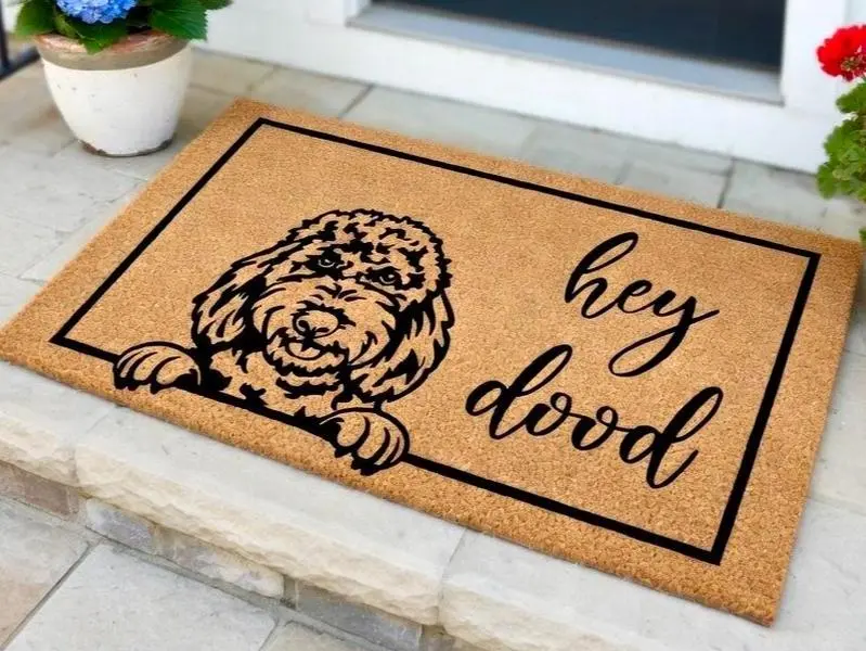 Hey Dood Golden Doodle Dog Doormat, Goldendoodle Gifts, Labradoodle Doormat, Welcome Mat, Housewarming Gift, Doodle Mom Gift, Dog Lover Gift