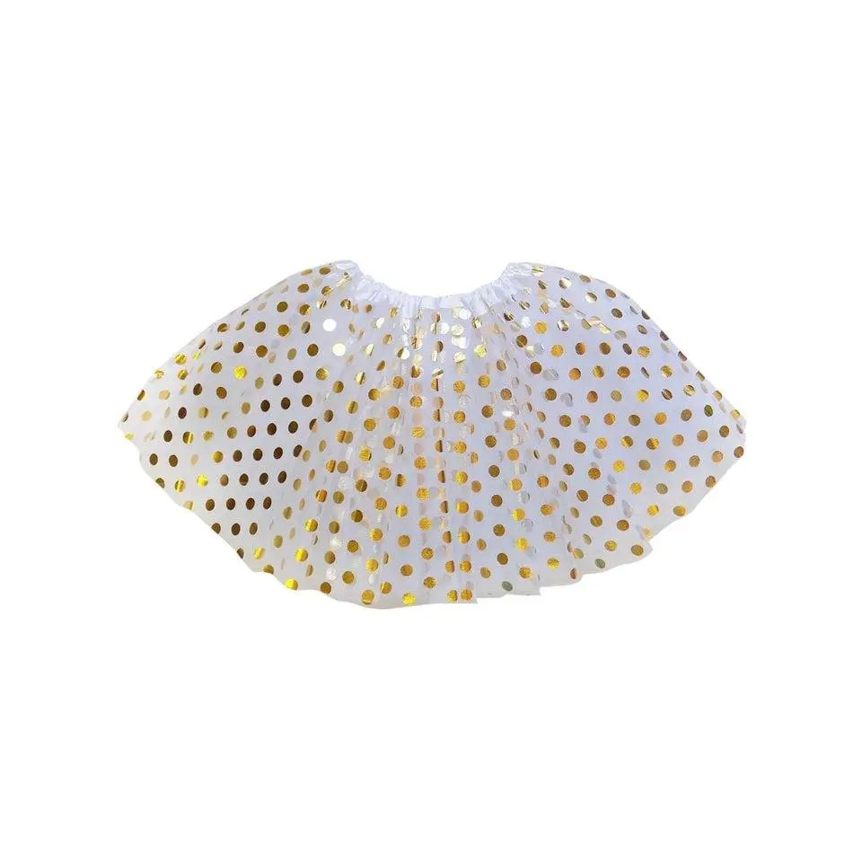 White & Gold Polka Dot Tutu Skirt – Costume Tulle Skirt for Girls, Women & Plus Sizes