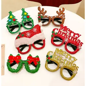 Christmas party eyeglass frames, snowman reindeer Christmas tree, Santa Claus photo props cartoon, party favor, New Year gifts 20/40/60/80/90/100PCS