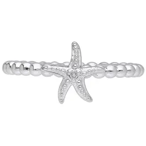 Goddaughters Sterling Silver White Topaz Mini Starfish Ring
