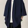 Men's Solid Color 3/4 Sleeve Open Front Kimono, Casual Comfy Breathable Tropical Longline Shirt for Daily Wear, Men's Clothes for All Seasons, Gamis, Menswear