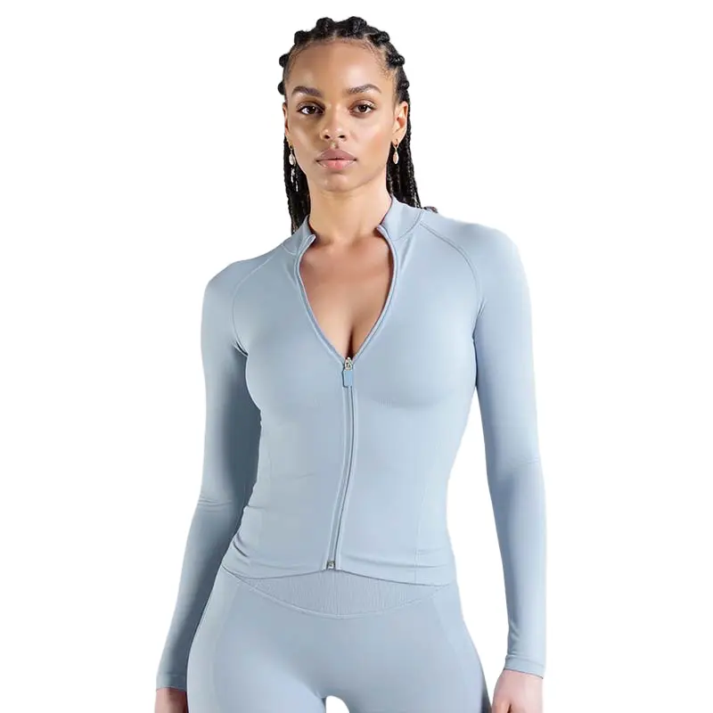 Women's Short Sport Jacket Lightweight Full Zip Running Jacket Thin Yoga Suit with Self-Locking Zip Suitable for Yoga and Running