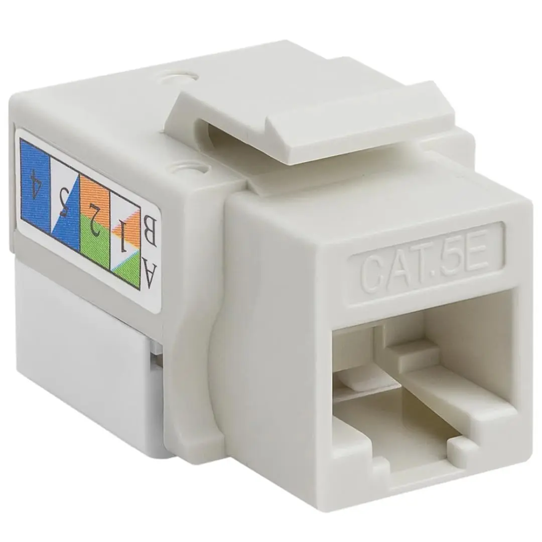 Zoobla - Cat5e Keystone Jack, 90-Degree RJ45 Connector Insert, Punch Down Design for Wall Plates, Patch Panels, Ethernet Cables - (50 Pack)