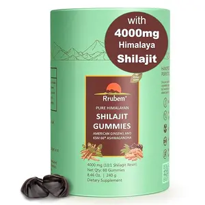 Shilajit Gummies for Men and Women I 4000mg Pure Himalayan Shilajit I 75%+ Fulvic Acid I Ashwagandha and 6+ Natural Ingredients I Non-GMO and No Added Sugar I 60 Count - BlackBerry Flavor