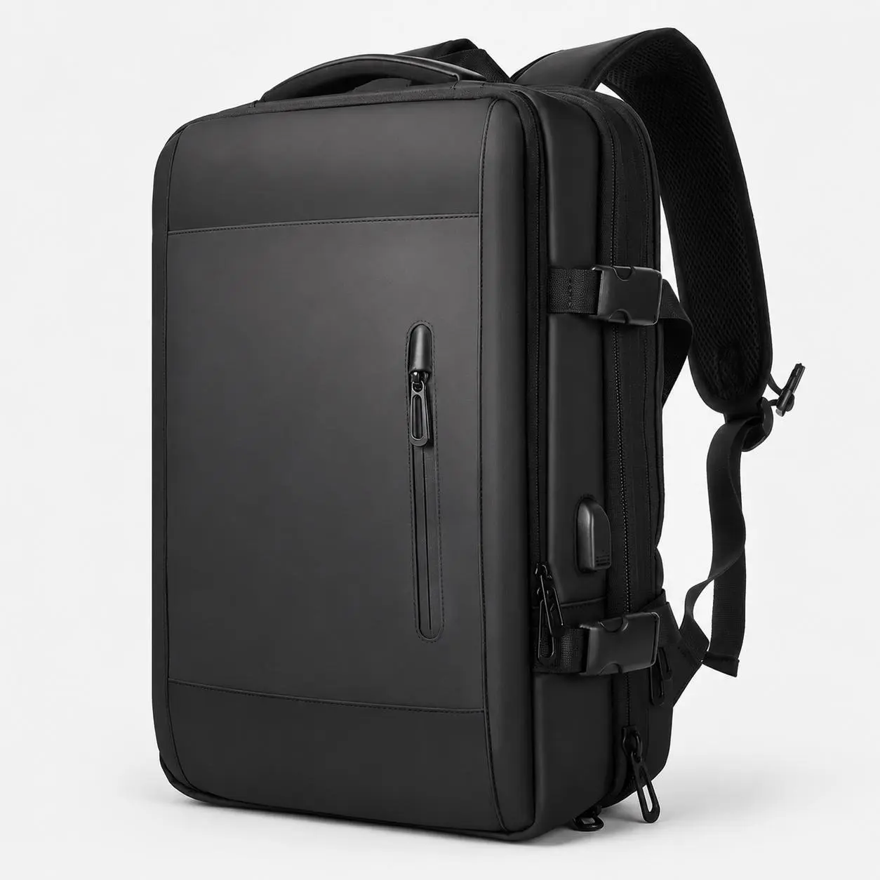 Expandable Travel Laptop Backpack for Men, 20 Inch Carry-On Backpack with USB Port, Water-Repellent Business Bag, Wet Dry Pocket, Luggage Strap