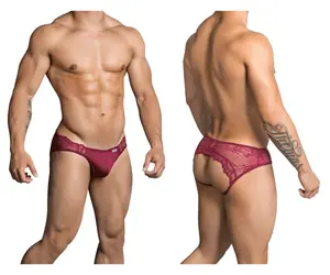 Men's Stretch Jockstrap - Menswear Underwear, Thin Sporty Style, Paisley Design, Lace Trim, Polyamide Blend Fabric, Seamed Pouch