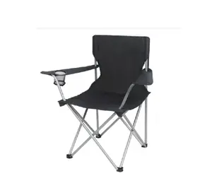 Ozark Trail Basic Quad Folding Camp Chair with Cup Holder, Black