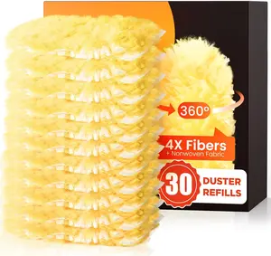 30 Pack Heavy Duty Duster Refills – 360° Multisurface Dusting Heads with 4X Microfibers, Larger Unscented Disposable Dusters for Home, Blinds, Fans & Corners