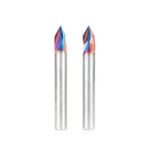 Amana Tool 45624-K-2, 2-Pack SC Spektra Extreme Tool Life Coated V-Groove 60 Deg x 1/4 D x 7/32 CH x 1/4 Inch SHK 3-Flute Router Bits