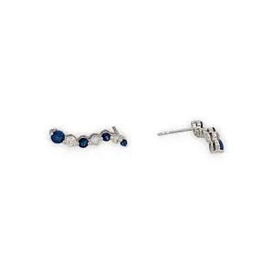 Willow | 14K White Gold | Sapphire and Natural Diamond | Earrings