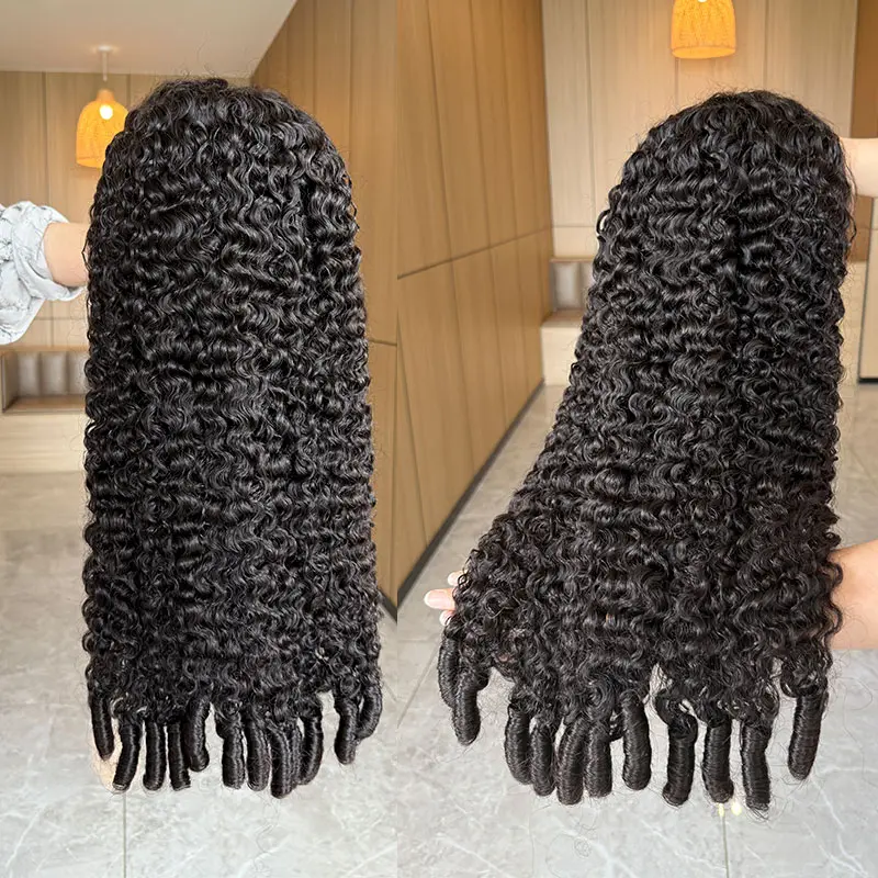 BELE Hair Burmese Pixie Culry Human Wigs For Women Full Lace Front Wig 200% Density 13x6 HD Lace Frontal Wigs Pre Plucked Natural Hairline with Baby Hair Natural Black Color Burmese Curly with Spiral Curly Ends Human Hair Wigs
