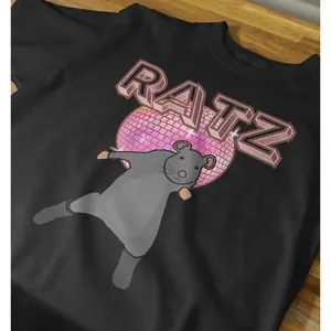 Dancing Rat in Boots Graphic T-Shirt - Fitted Cotton Crew Neck for Men, Vintage Gothic Style