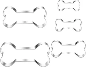 Dog Bone Cookie Cutters Set,Stainless Steel Sandwiches Cutters Biscuit Molds for Kids,5pcs Sturdy Cutters for Cookies,Sandwiches,Small to Large Size of 2.32'',2.99'',3.88'',4.17'',4.8''