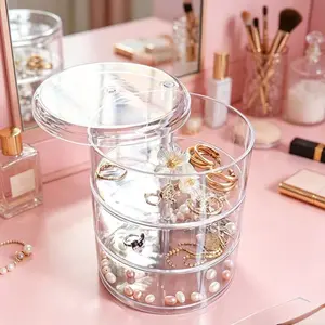 Elegant Storage Box for Jewelry, Hair Accessories, Small Items, Rotating Design, Large Capacity Desktop Organizer, Stylish and Practical