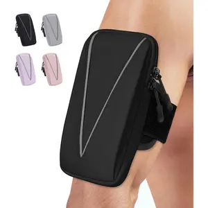 P-PHP06    Cell Phone Holder Arm Bag & Wrist Bag for Phone, Sports Running Armband for Gym & Cycling, Compatible with iPhone 16/16Pro/Plus/15/14 Samsung Galaxy All Phones, Reflective & Adjustable (Black)