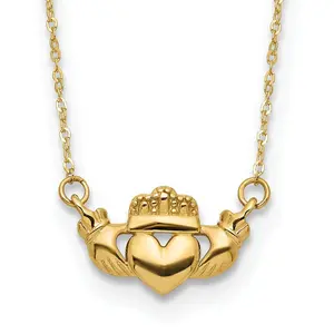 14k Gold Irish Claddagh Necklace