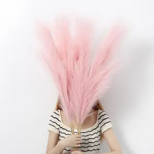 4 Pcs Dried Pampas Grass Decor 44 Inch Tall Pompas Floral Dry Flowers for Decoration Artificial Pampas Grass Home Decor for Boho Wedding-Pink Decorative Fruit Plants Bouquet-C