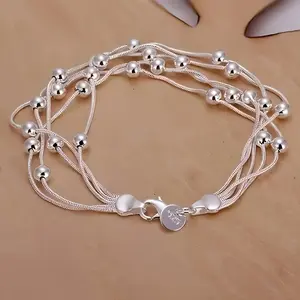 Elegant 925 Silvery Beaded Bracelet - Bohemian Vintage Style, Durable Jewelry Accessory, Perfect Valentine'S Day Gift for Daily Wear or Special Occasions, |   Bohemian Fashion Bracelet |   Long-lasting Beads