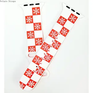 2026 New Plaid Snowflake Two-Color Engraved Watch Strap, Festive Fashion Replacement Band for All Smart Watch Series