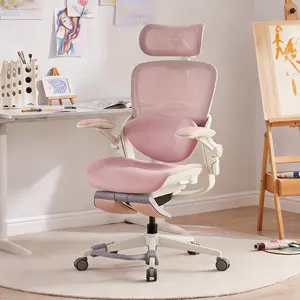 MUSSO E80 Muse ergonomic office chair for women – 3D lumbar support, adjustable headrest, extendable footrests, and tilt backrest for work, gaming, and remote work-A
