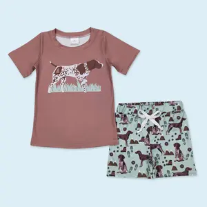 Dog print kids boy summer outfit
