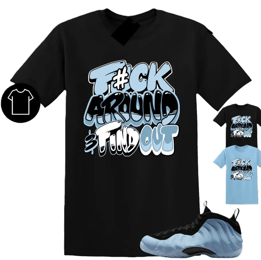 Fck Unisex Graphic T-Shirts To Match Sneakers Foamposite One Psychic Blue, Foamposite One Psychic Blue Outfit, Trendy Summer Sun Tees, Top Shirt