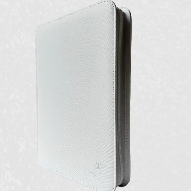 Auri Whiteout 9-Pocket TCG Binder - White, Smooth Zipper Closure, High-Quality PVC-Free Acid-Free Pages, Compact Lightweight Sleek Build, 360-Card Capacity, Item Protection, Secure Hold for Pokémon, Sports Cards