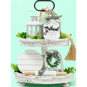 16-Piece Rustic Kitchen Decor Set Artificial Greenery Accents Lantern & Charcuterie Sign Farmhouse Styling Essentials Tiered Display Arrangement Reusable Decorative Components