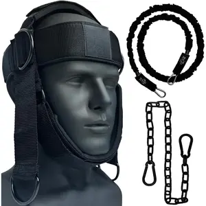 Neck Harness for Increases Neck Core Strength - Neck Exerciser with 30" Heavy Duty Steel Chain for Safely Lifting Weights Up to 280 lbs Black