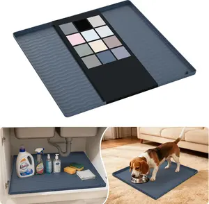 Waterproof Silicone Under Sink Mat 31'' x 22'' Shelf Liner for Kitchen and Bathroom, Cabinet and Counter Protector, Storage and Organizers, Litter Mat, Pet Cat Puppy Essentials(Dark Grey)