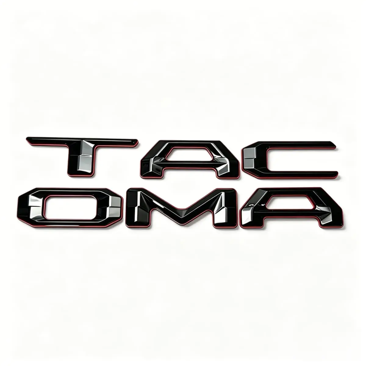 3D Tacoma Emblem Badge - Black, Red, Chrome Car Sticker for Toyota Tacoma, Tundra, 4Runner, Fit Tailgate Door, C-Pillar, Easy Installation, Waterproof, Abs Plastic, Emblem Sticker, Bold, Self-Adhesive