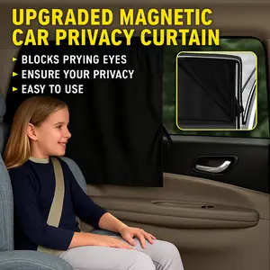 Upgraded Magnetic Car Window Curtain for Rear Side Windows – Retractable Foldable Privacy Shade with UV Protection & Insulation, Portable Vehicle Window Cover for Kids & Family Travel (Black & Kids Designs Available)