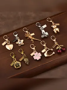 Bear Cherry Clover Butterfly Keychain, Elegant Bag Accessory, Unique Charms, All Seasons, Plain Design, Pockets Included