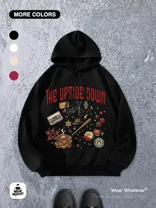 Stranger Things Classic Paper Cut Print Hoodie, Loose-Fitting Casual Sweatshirt, Breathable Home Wear, Perfect for Outdoor & Indoor Use