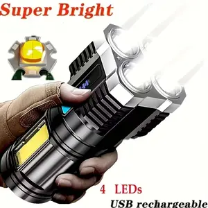 High-Powered Camping Flashlight, Super Bright Flashlight, USB Rechargeable Waterproof Torch, Ideal for Outdoor Hiking & Emergency Power Outage Use, High Lumens Flashlight, Tactical Flashlight